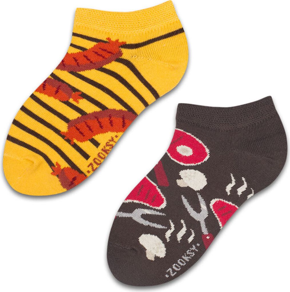 Kinder-Kurzsocken "Grill", Größe 30-35, bunte Socken mit lustigem Muster