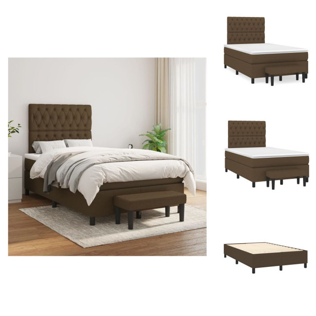 vidaXL Boxspringbett mit Matratze Dunkelbraun 120x200 cm Stoff - Betten & Bettgestelle