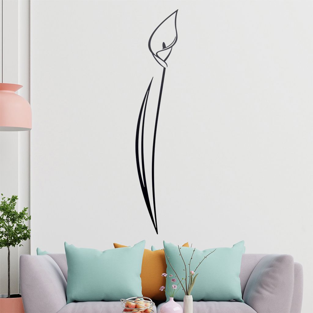 Lilie - Linien Wandtattoo in 6 Größen - Wandaufkleber Wall Sticker - Dekoration, Küche, Wohnzimmer, Schlafzimmer, Badezimmer