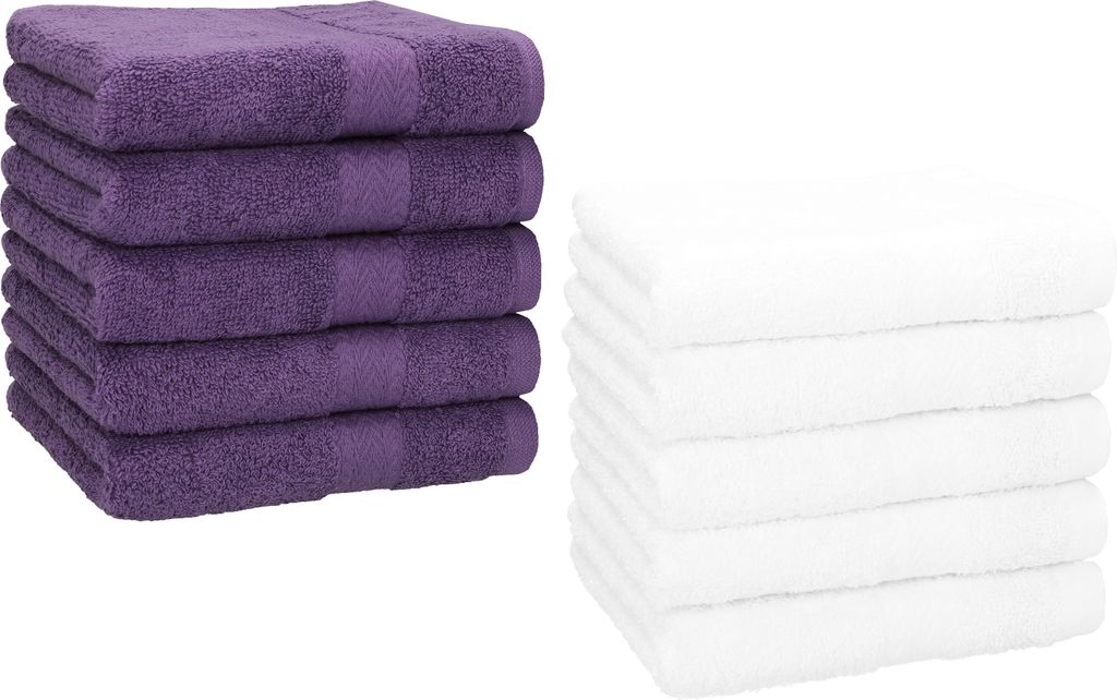 Betz 10 Stück Seiftücher 30x30 cm PREMIUM 100% Baumwolle Farbe: lila und weiß