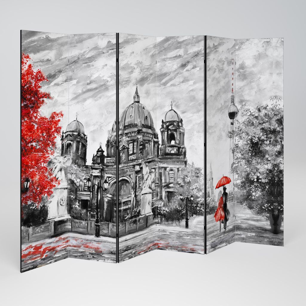 SpaceRebels Paravent Raumteiler - 6-teilig Raumtrenner, Druck 1-Seite - Raumtrenner - Trennwand Wohnung - Room Divider - Spanische Wand Deko Modern...