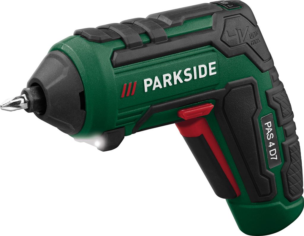 A cordless screwdriver on a white background.