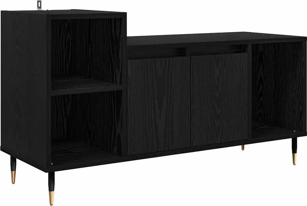 Mobile TV look rovere nero 100 x 35 x 55 cm materiale in legno