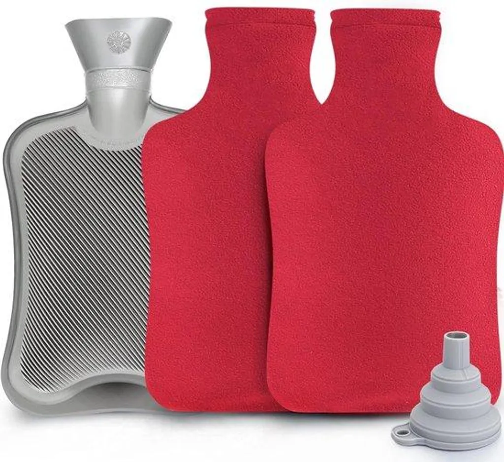 Bouillotte 2 L caoutchouc souple rouge : Adieu les pieds froids et maux