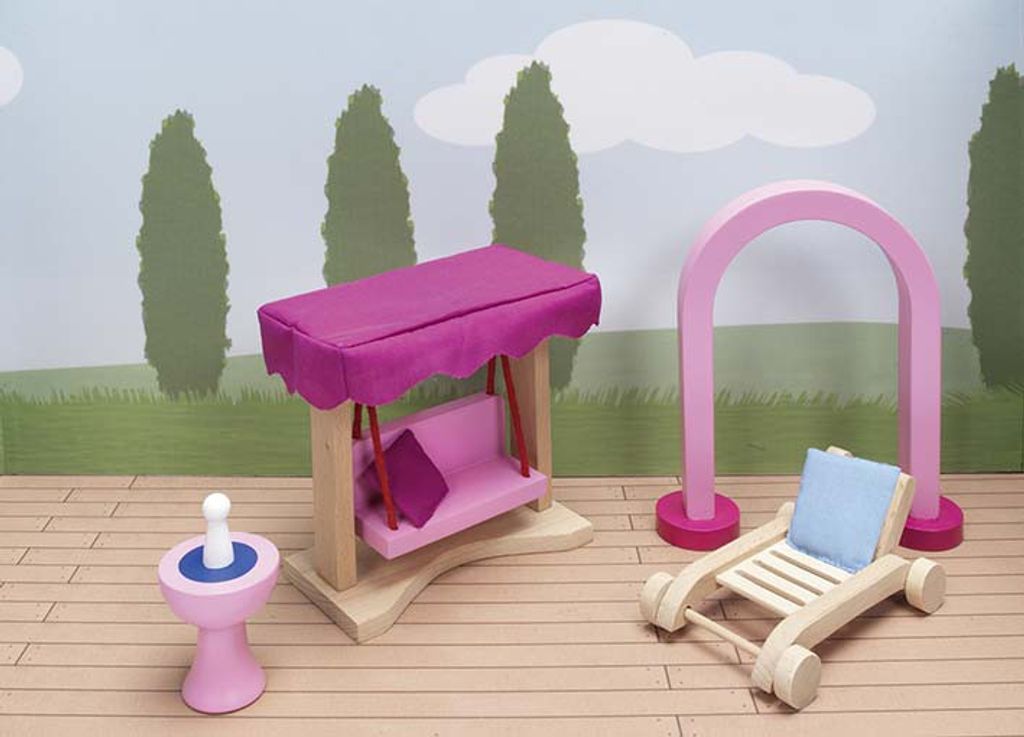 goki 51773 Puppenmöbel Schloss Gartenmöbel, mehrfarbig (1 Set)