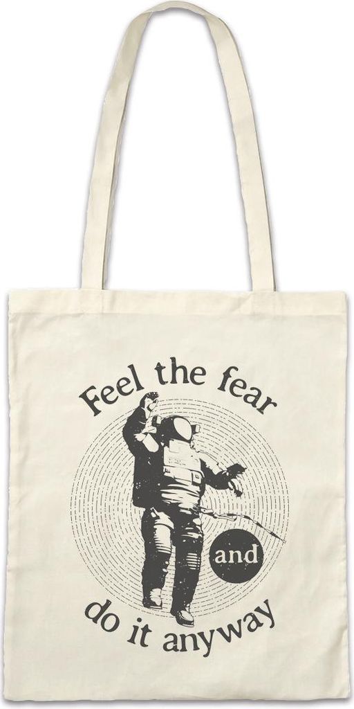Urban Backwoods Feel The Fear And Do It Anyway, Stofftasche, Farbe: Beige