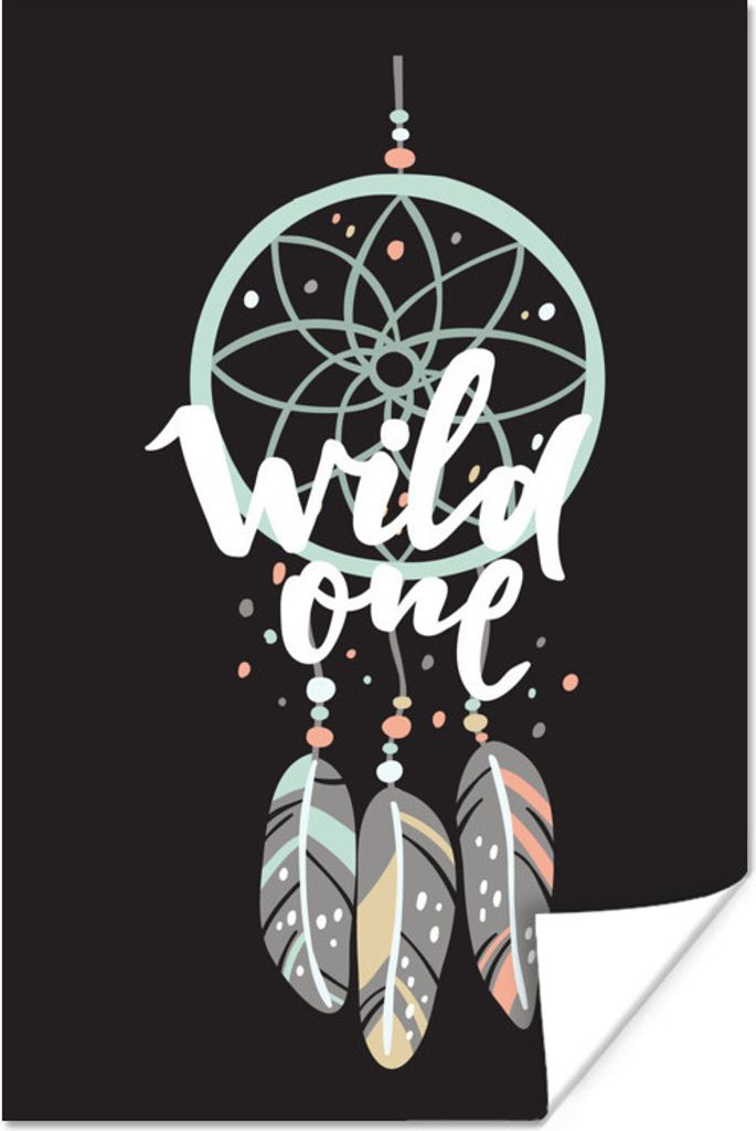 MuchoWow Poster Zitate - Wildling - Traumfänger - Junge - Kinder 80x120 cm - Papierdruck