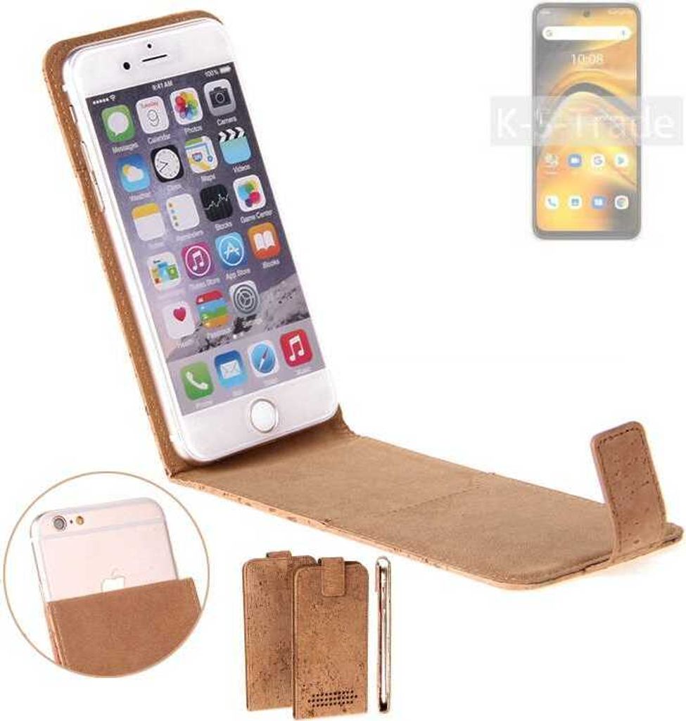 K-S-Trade Handyhülle kompatibel mit UMIDIGI A13 Pro 5G Kork Hülle Flipstyle Case Schutzhülle Kork Case Hülle Flip cover Klapphülle Klapp, braun