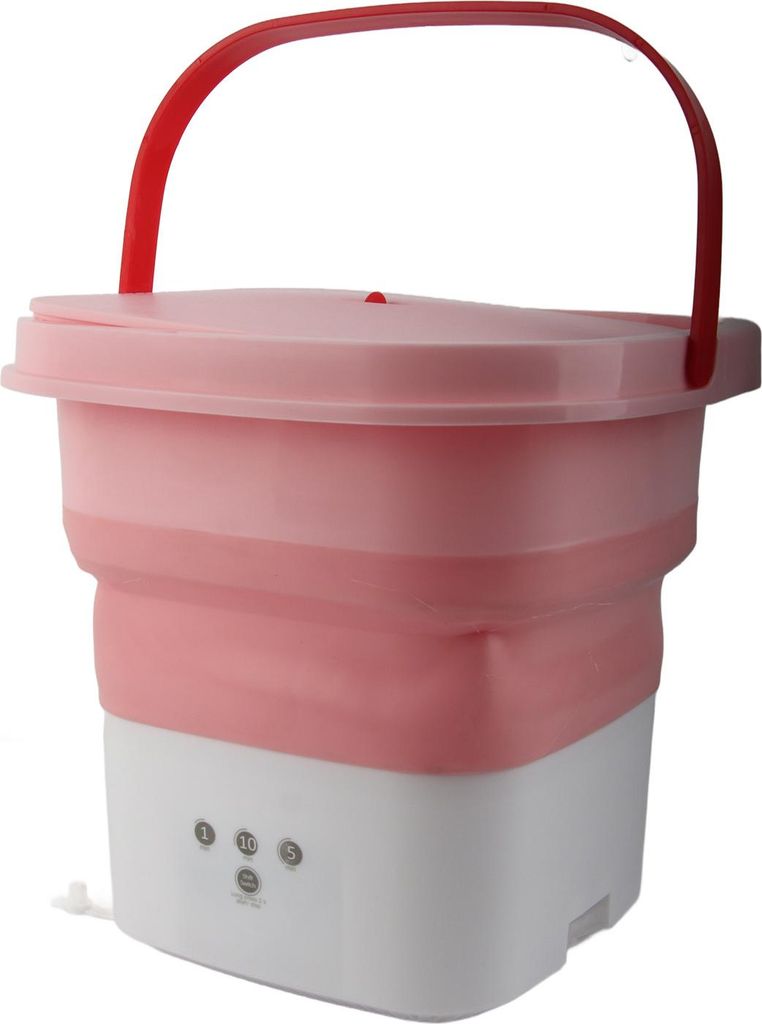 Tragbare faltbare Waschmaschine Große Kapazität Geräuscharm Mini Kleinwaschmaschine für Zuhause 100?240V Rosa+Weiß EU Stecker