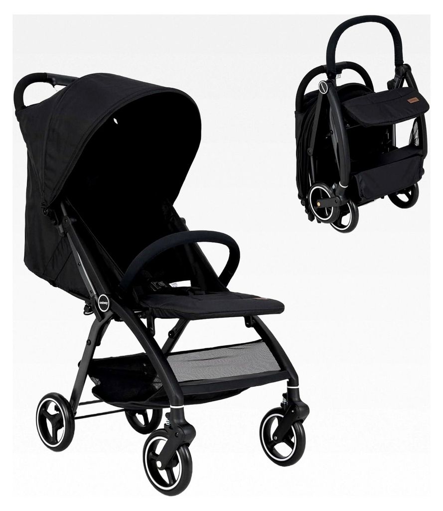 Faltbarer und tragbarer Kinderwagen, Buggy mit verstellbarer Rückenlehne, Reisebuggy mit EVA-Rädern, Bremse, Verdeck und 5-Punkt-Sicherheitsgurt,...