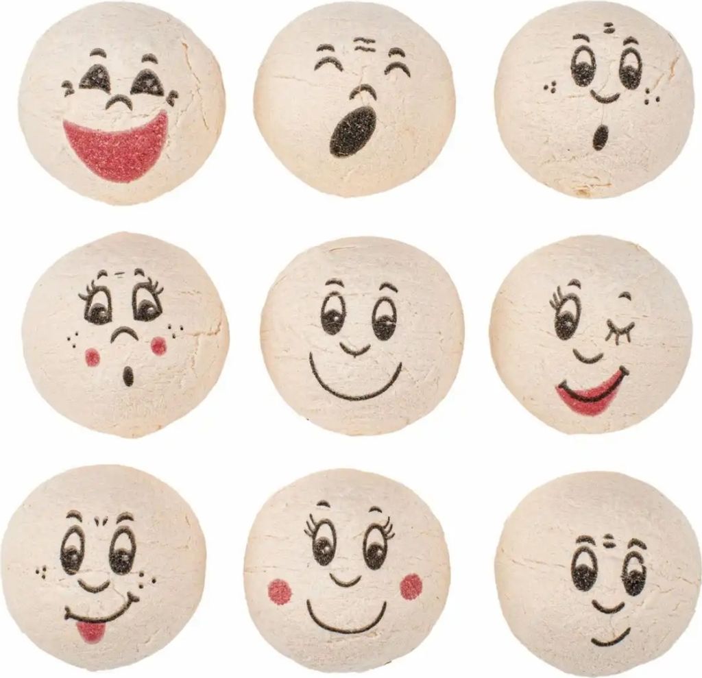 GLOREX Wattekugeln mit Gesicht 9 Stück 25 mm Bastelbedarf Dekoration Puppenherstellung
