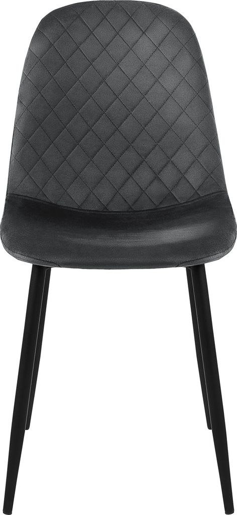 A single dining chair with a quilted backrest and black legs, presented against a white background.