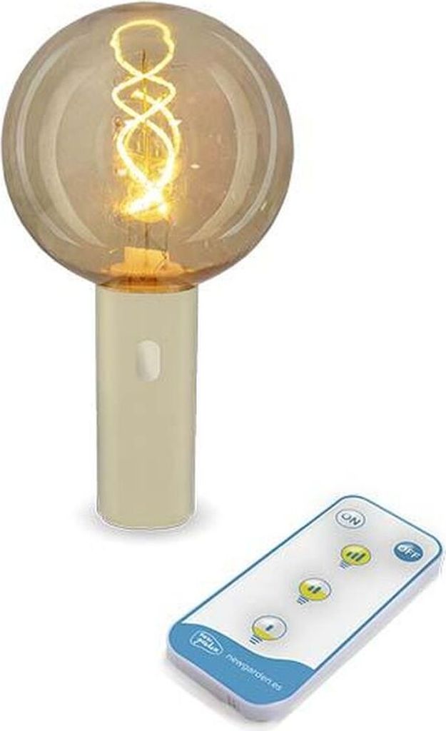 Akku Pendellampe außen LED dimmbar IP54 Ø 12 cm rund 2200 K warmweiß 400 lm mit Dimmer Fernbedienung Beige Hängelampe Außenleuchte
