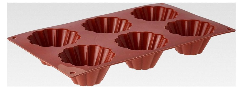 Silikonform für Monoportionen, antihaftbeschichtet, 6 Monoportionen, 1 Kuchenform, Ø 79 h 37 mm, hergestellt in Italien