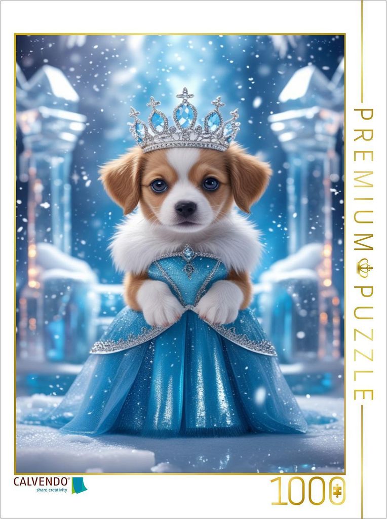 CALVENDO Puzzle Die Schneekönigin-Hundewelpe | 1000 Teile Lege-Größe 64x48cm Foto-Puzzle für glückliche Stunden