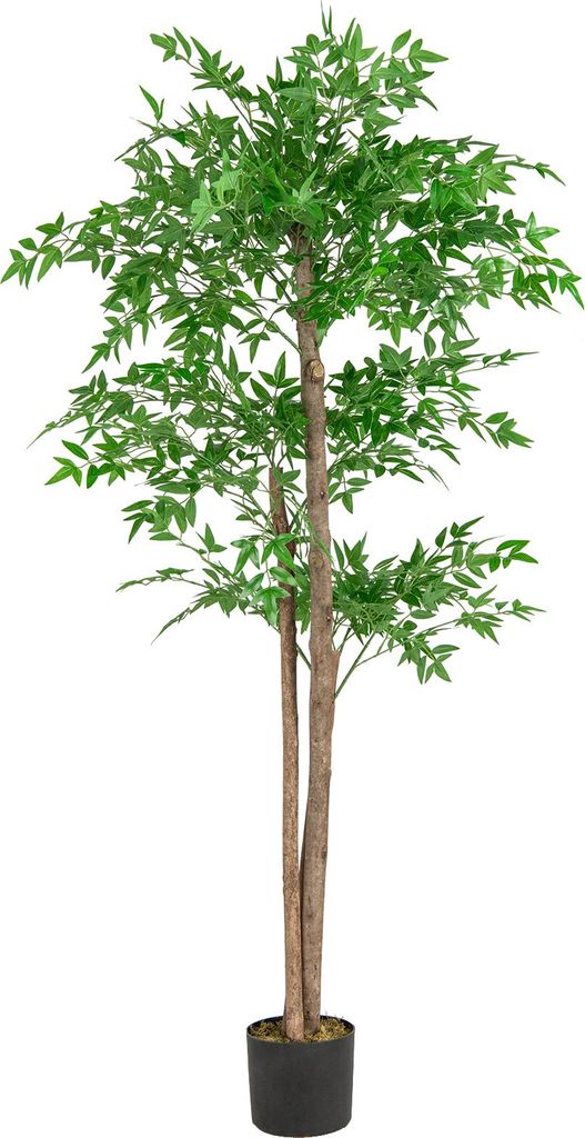 150 cm künstlicher Bambusbaum, Kunsttopfpflanzen mit 1020 Blättern, natürlichem Stamm und realistischem Moos, Betonbasis, dekorativer Kunstbaum,...