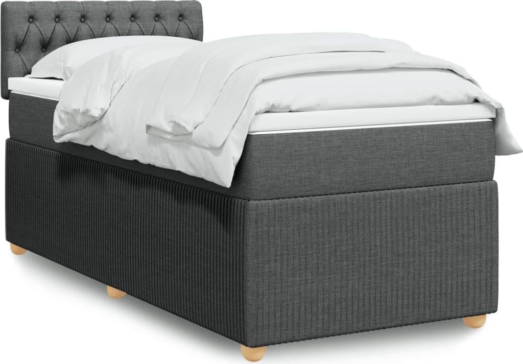 Maison Exclusive - Boxspringbett mit Matratze Dunkelgrau 90x190 cm Stoff
