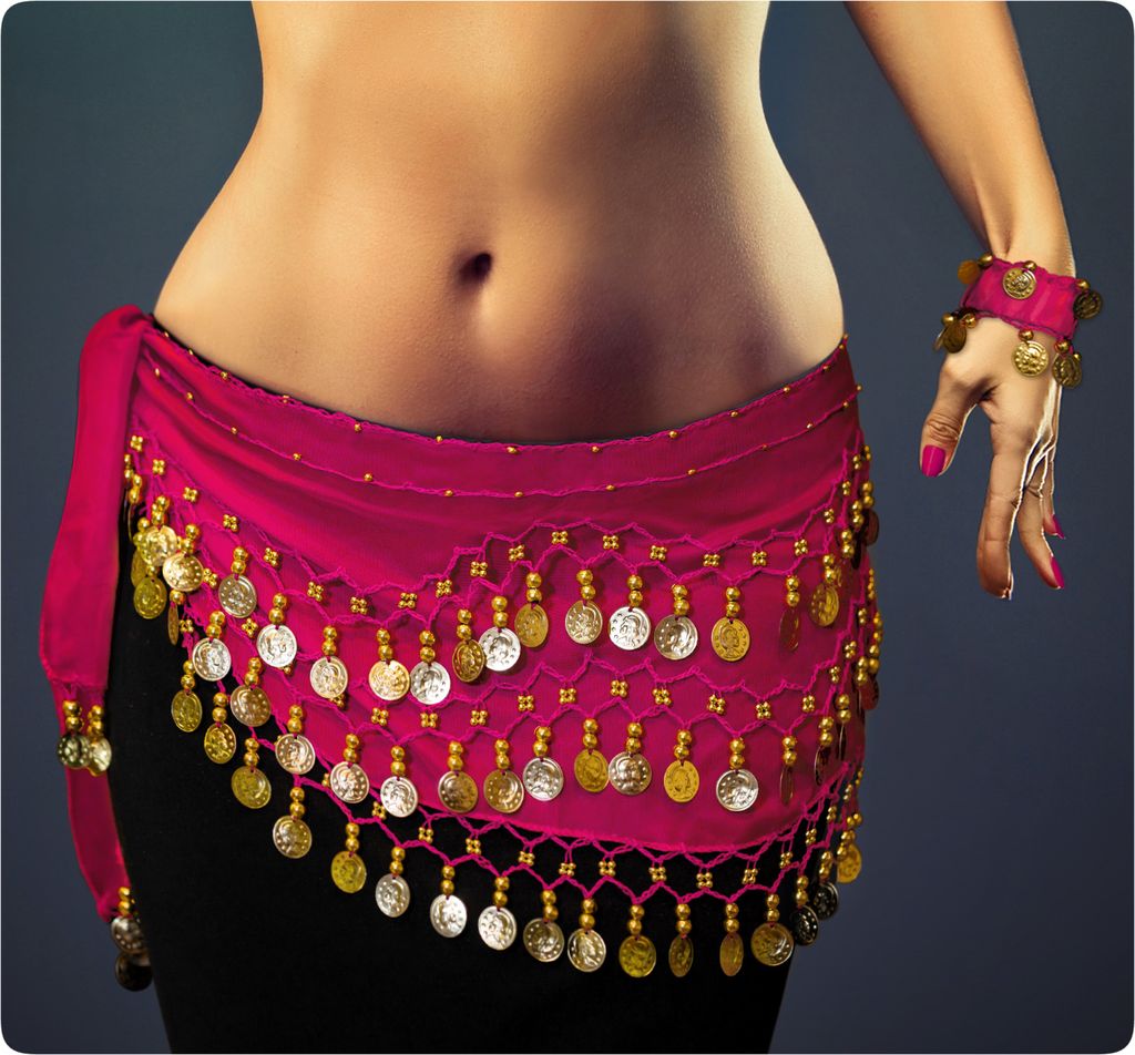 PRECORN Belly Dance Hüfttuch mit Münzen inkl. Handketten in Produktbild 