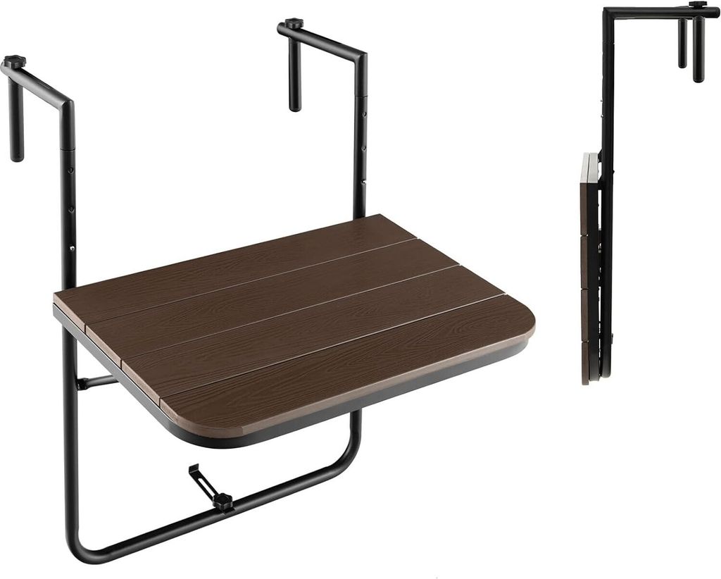 KOMFOTTEU Balkontisch klappbar & wetterfest, Balkonhängetisch höhenverstellbar in 3 Stufen, Gartentisch Klapptisch bis 30 kg, Hängetisch klein f...