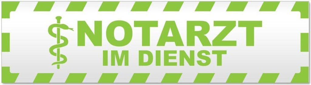 Kiwistar Notarzt im Dienst gestreift Magnetschild Schild magnetisch - 20cm Lindgrün - Magnetfolie für Auto PKW Kfz