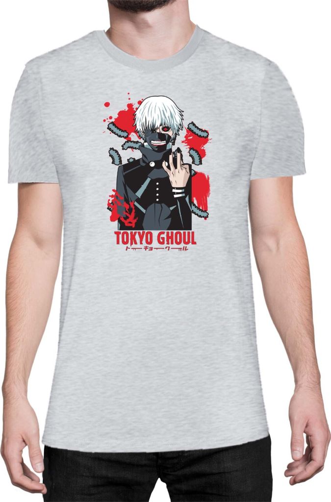 Herren T-Shirt Japan Anime Manga Tokyo Ghoul 03 Tokyo Monster, Man 2XL / Grau