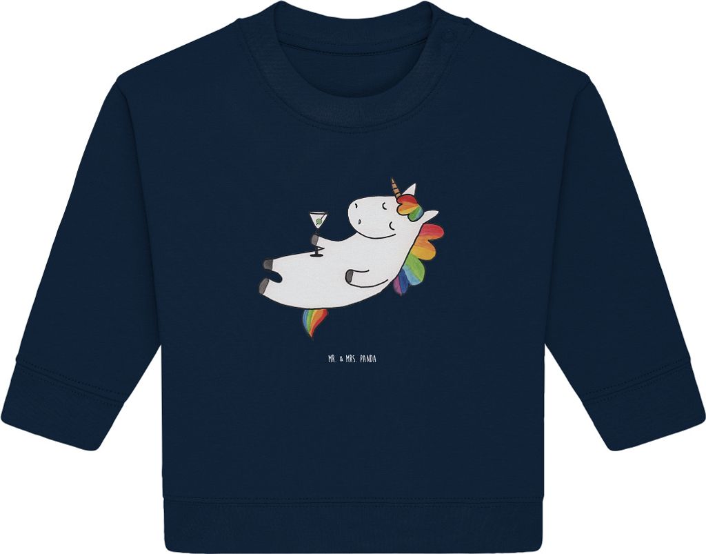Mr. & Mrs. Panda Organic Baby Pullover Einhorn Cocktail 12. - 18. Monat - French Navy - Geschenk, Geburtstag, Sekt, Lustig, Unicorn, Party, Rum, Bu...