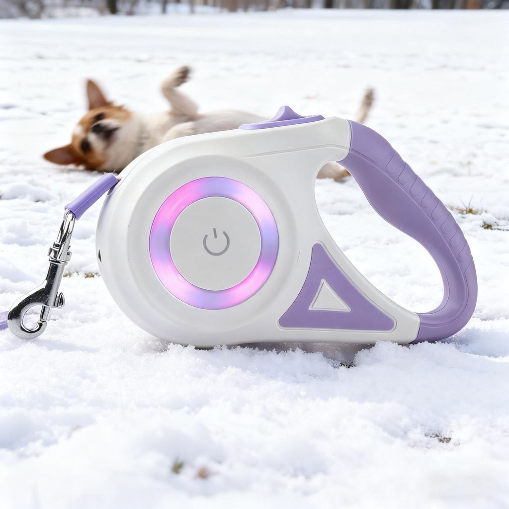 MODFU Hundeleinen, 5m Hundeleine, Automatische ausziehbare Hundeleine, LED-Licht, Für Kleine und Große Hunde, Gassi-Gehen, Reflektierend und Sich...