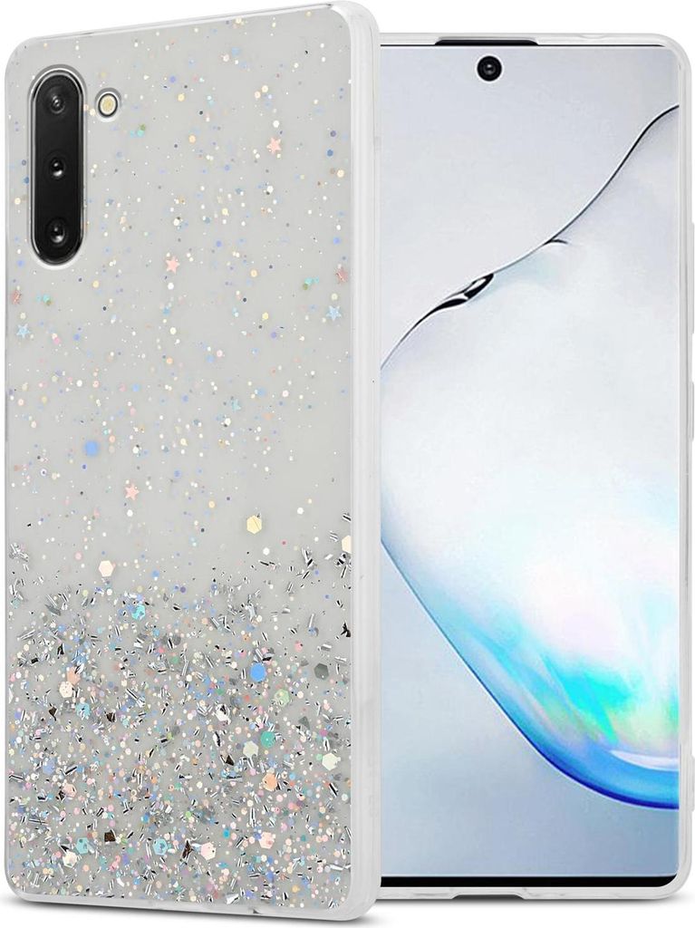 Cadorabo Hülle für Samsung Galaxy NOTE 10 Schutz Hülle in Transparent Handyhülle TPU Etui Glitter Cover Case Glitzer
