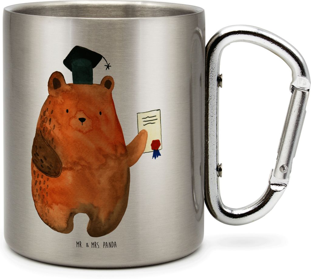 Mr. & Mrs. Panda Thermobecher Bär Prüfung - Transparent - Geschenk, isoliertasse, Abschlusszeugnis, Isolierbecher Edelstahl, Abitur, Teetasse, Ed...