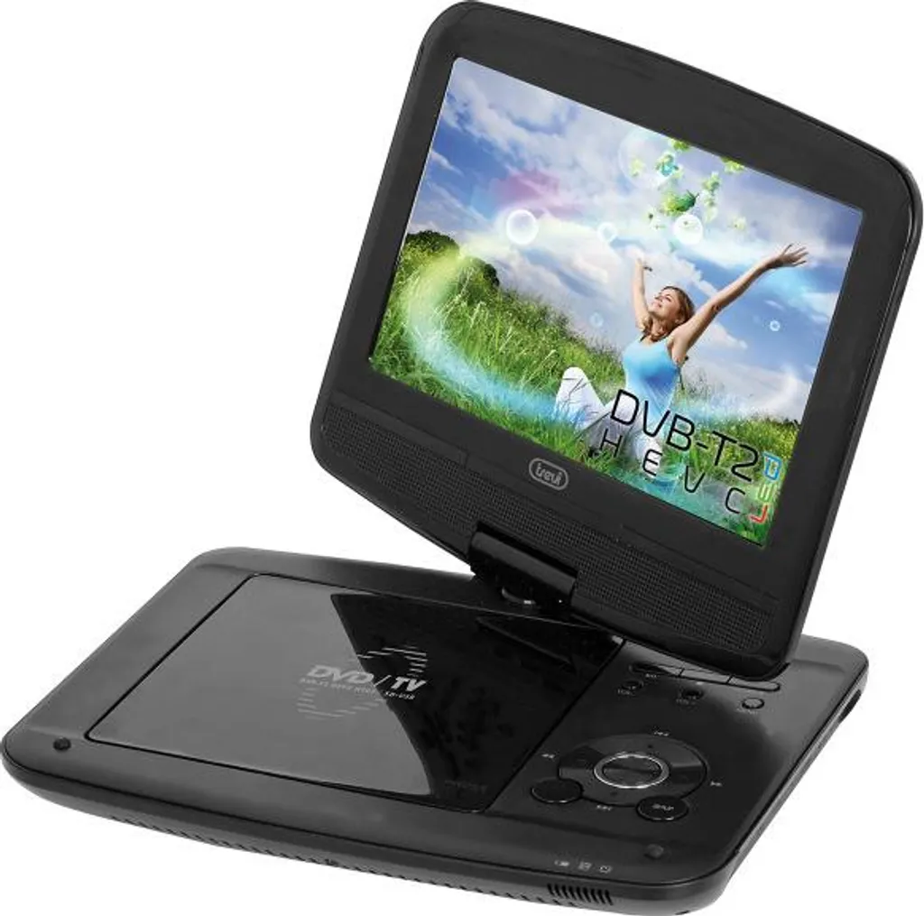 Lecteur DVD Portable TREVI DVBX 1418 HE 9 Pouces avec TNT HD DVBT2 Noir