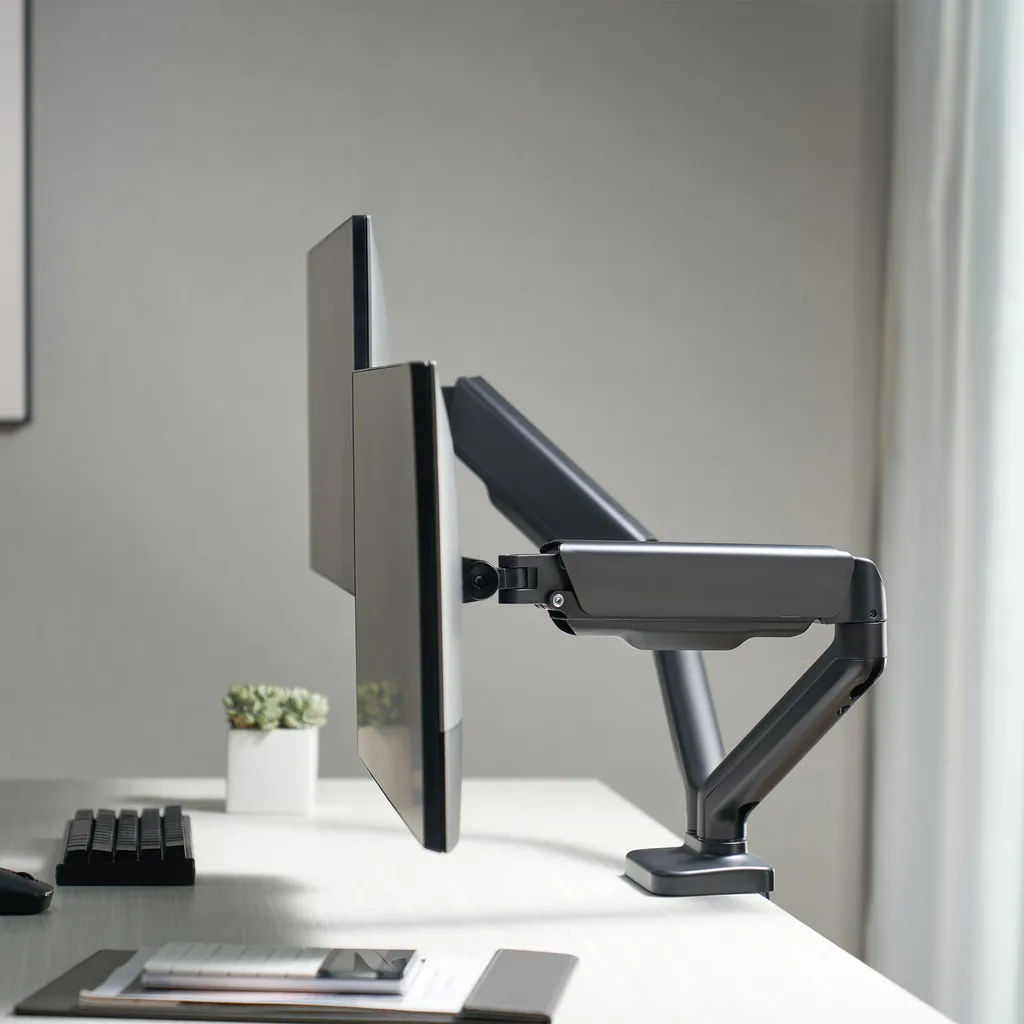 Support de Bureau pour 2 Moniteurs de 17 à 32 Pouces Double Bras Noir - 7