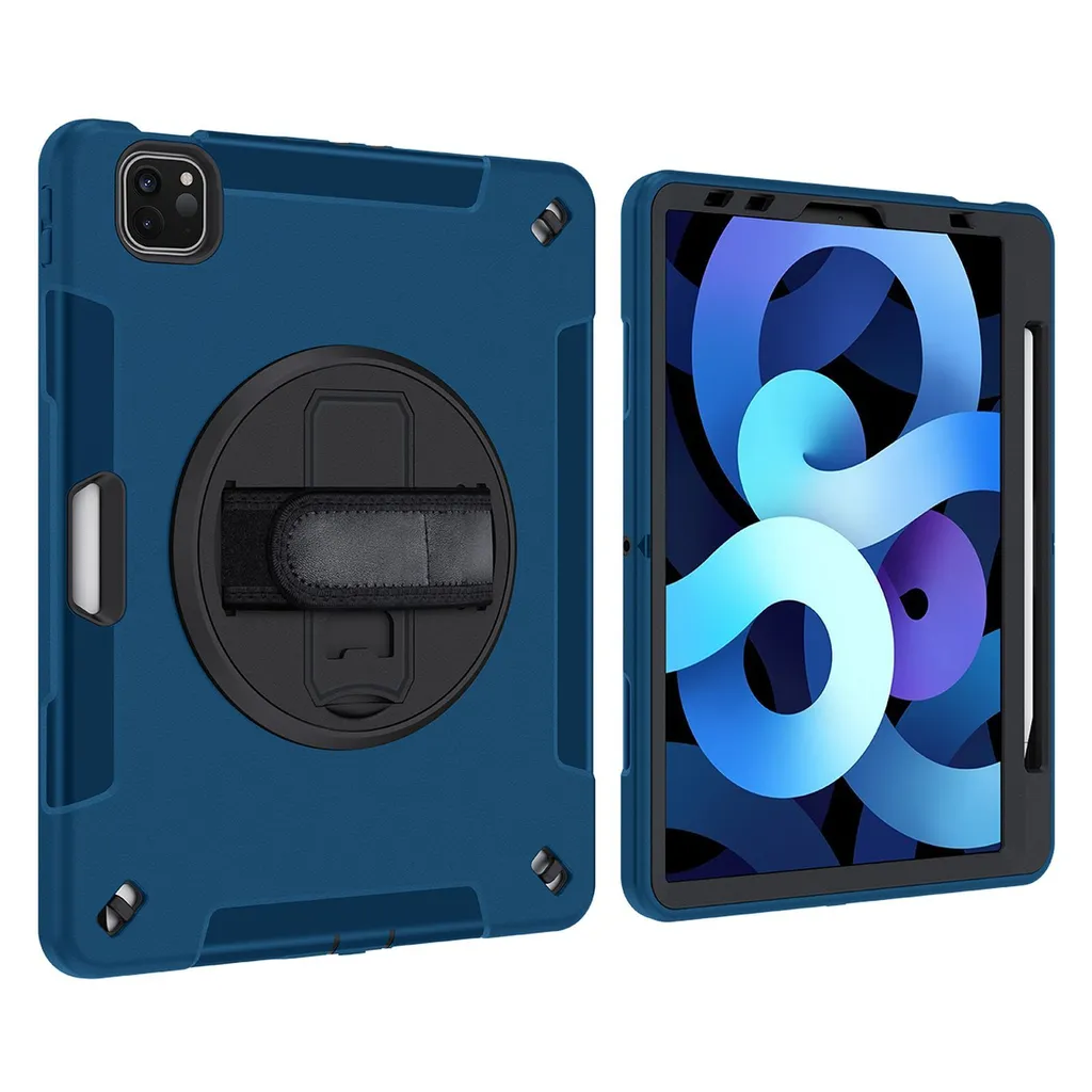 Protection iPad Air 4 Antichoc Bleu Foncé avec Fixation Main et Support