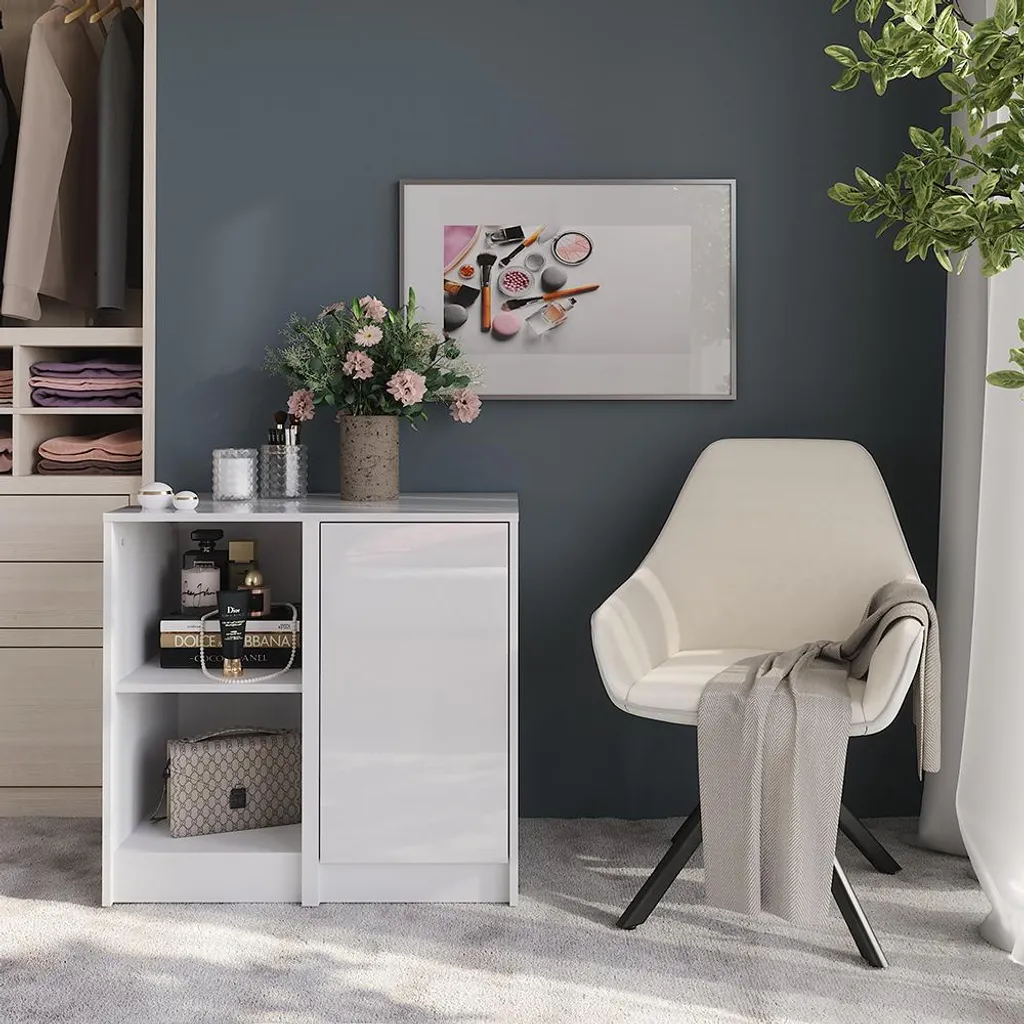 Gagnez de la place avec la commode compacte blanche Vicco Sherry 80cm