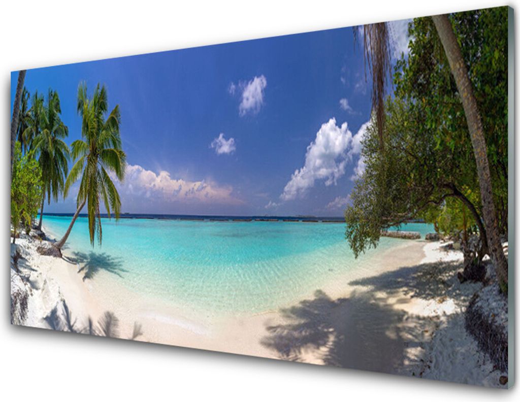 Acrylglasbilder 100x50 Wandbild Druck Meer Strand Palmen Landschaft