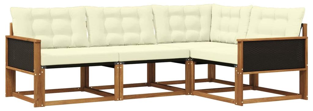 “2026 Modern“ Braun Outdoor-Sofagarnitur mit Kissen 4 pcs Natur und Creme - Designermöbel 39902 - Gartensofas