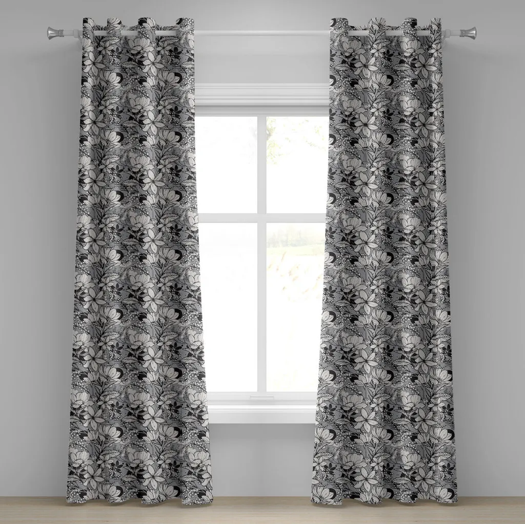 Tenda da Sole e Arredo ABAKUHAUS 280x175cm Motivo Floreale Nero