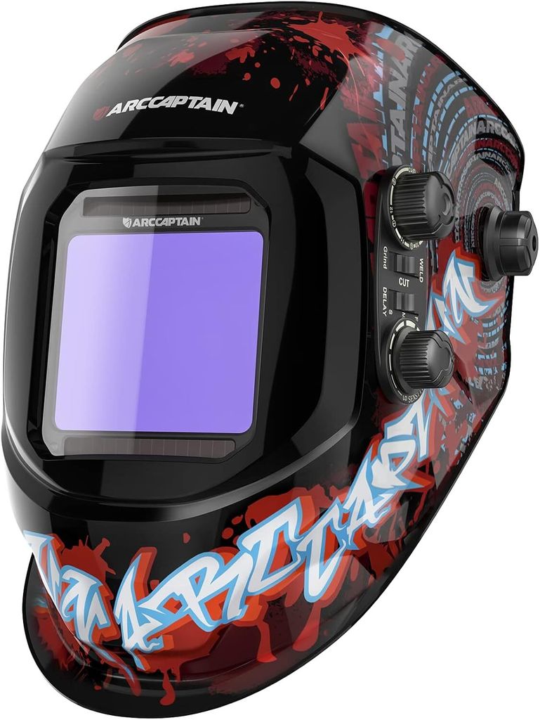 ARCCAPTAIN Schweißhelm Automatik Real Colour Vollautomatik Schweisshelme mit Extra Großem Sichtfeld 10X9cm, Wahre Farbe Schweißerhelme