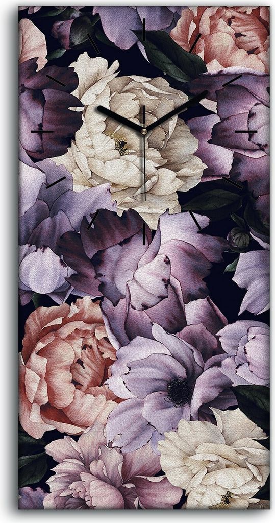 Dekor Leinwand Uhr Wandbilder Geräuschlos 30x60 Gemälde Blumen Pflanzen Kunst - schwarze Hände