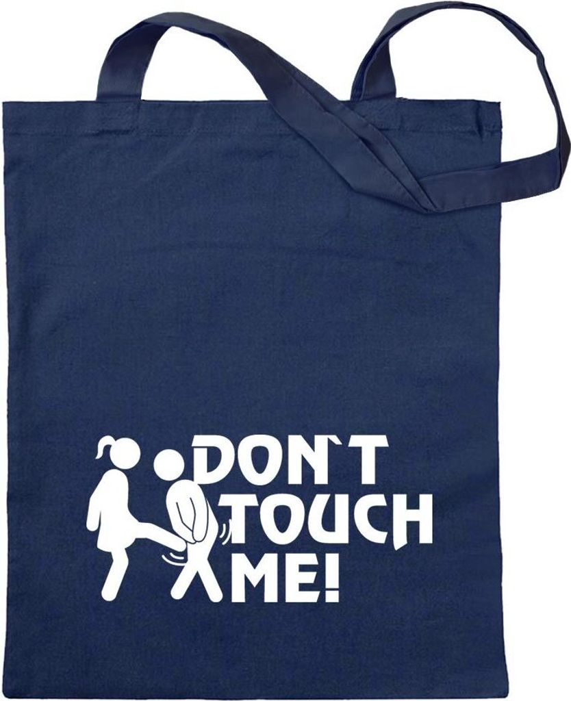 Kiwistar - Baumwolltasche - dunkelblau - Dont Touch me! Design 1 - Tragetasche Stoffbeutel Umhängetasche Langer Henkel