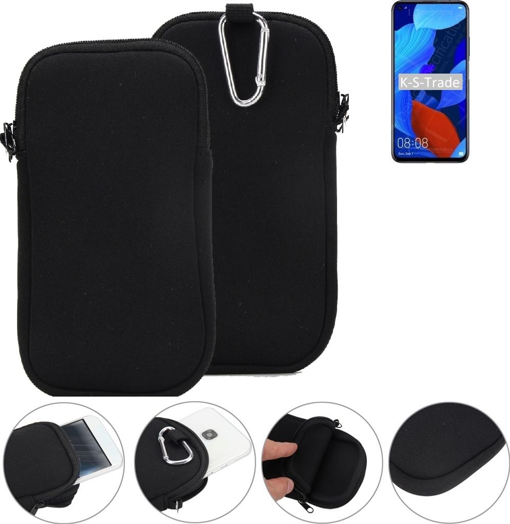 K-S-Trade Neopren-Hülle Handyhülle kompatibel mit Huawei nova 5T Schutzhülle Neoprenhülle Sleeve Schutz-Hülle Gürtel Tasche Case Holster