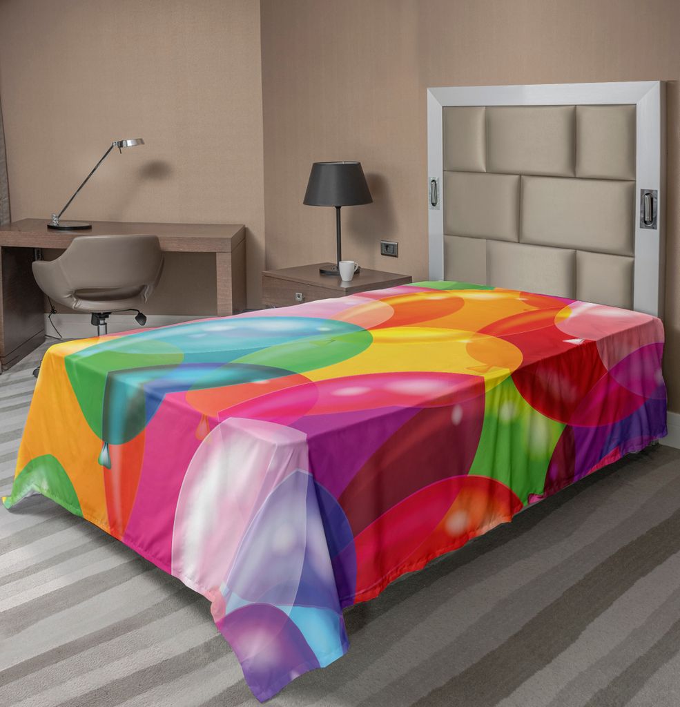 ABAKUHAUS Kinder Bettlaken, Ballon Muster Bunter Illustrations Geburtstag, Der Thema Kindheits Spaß Feiert, weiches bequemes oberes Bettlaken für...