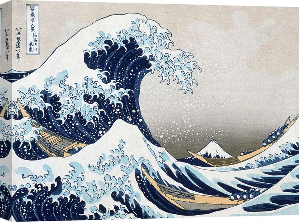 Japanischer Kunstdruck auf Leinwand – Katsushika Hokusai, Die Welle vor Kanagawa – 100 x 70 cm