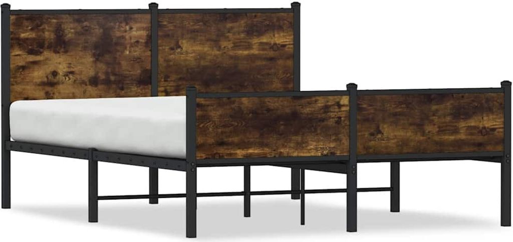 vidaXL Metallbett ohne Matratze Räuchereiche 140x200 cm