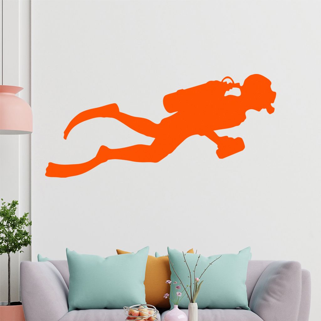 hauptsachebeklebt KIWISTAR Taucher Silhouette mit Druckluftflasche Wandtattoo in 6 Größen - Wandaufkleber Wall Sticker - Dekoration, Küche, Wohn...