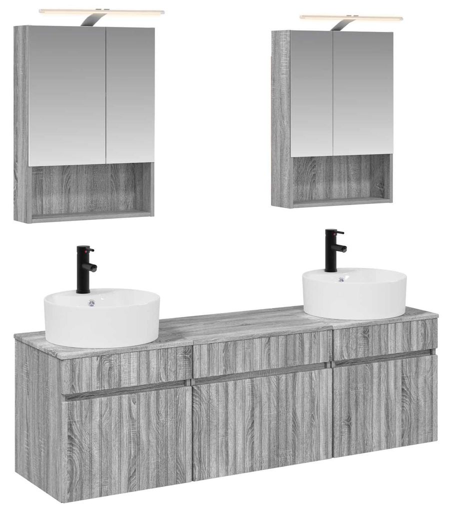 vidaXL Badezimmerschrank-Set 5 pcs Grau Sonoma 50 x 14,5 x 70 cm