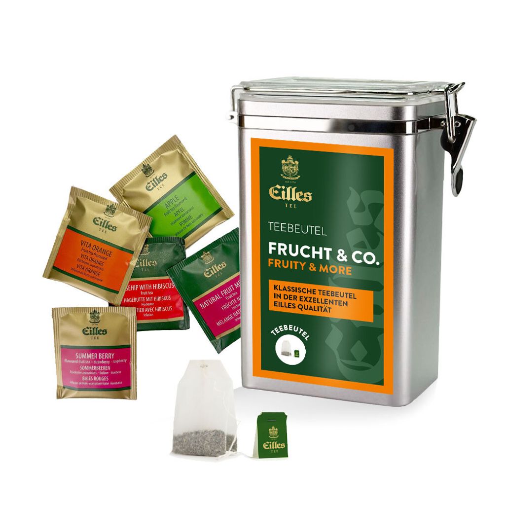 FRUCHT & CO. TEE Aromadose mit 5 Sorten EILLES Deluxe Teebeutel mit fruchtiger Note