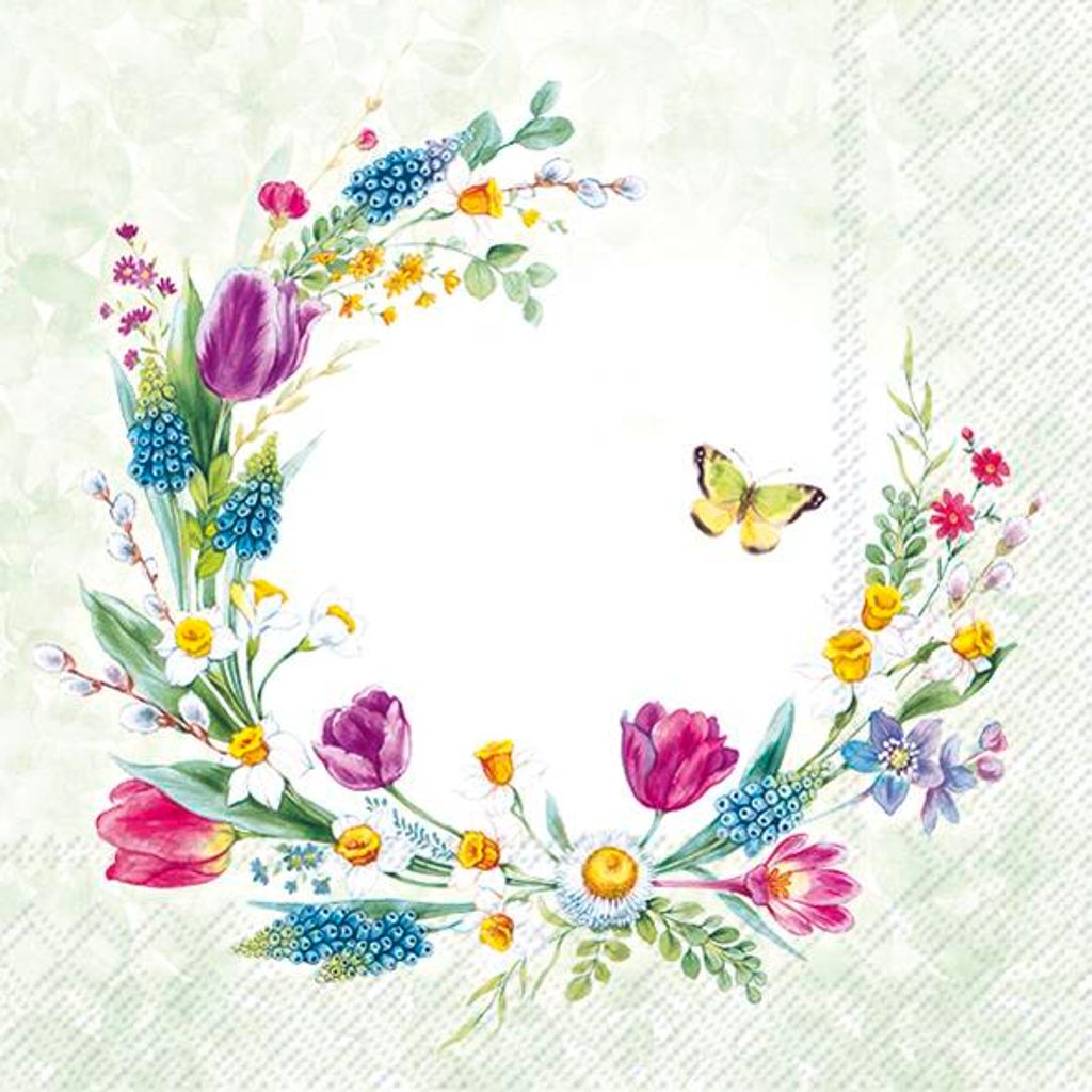 LOVING SPRING WREATH Li. Green Lunch-Servietten L1