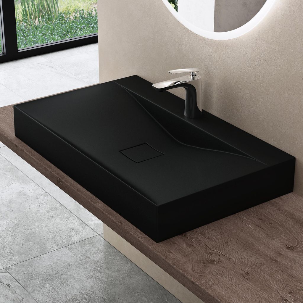 doporro Lavabo da Appoggio o Sospeso Rettangolare 80 cm in Immagine del prodotto 