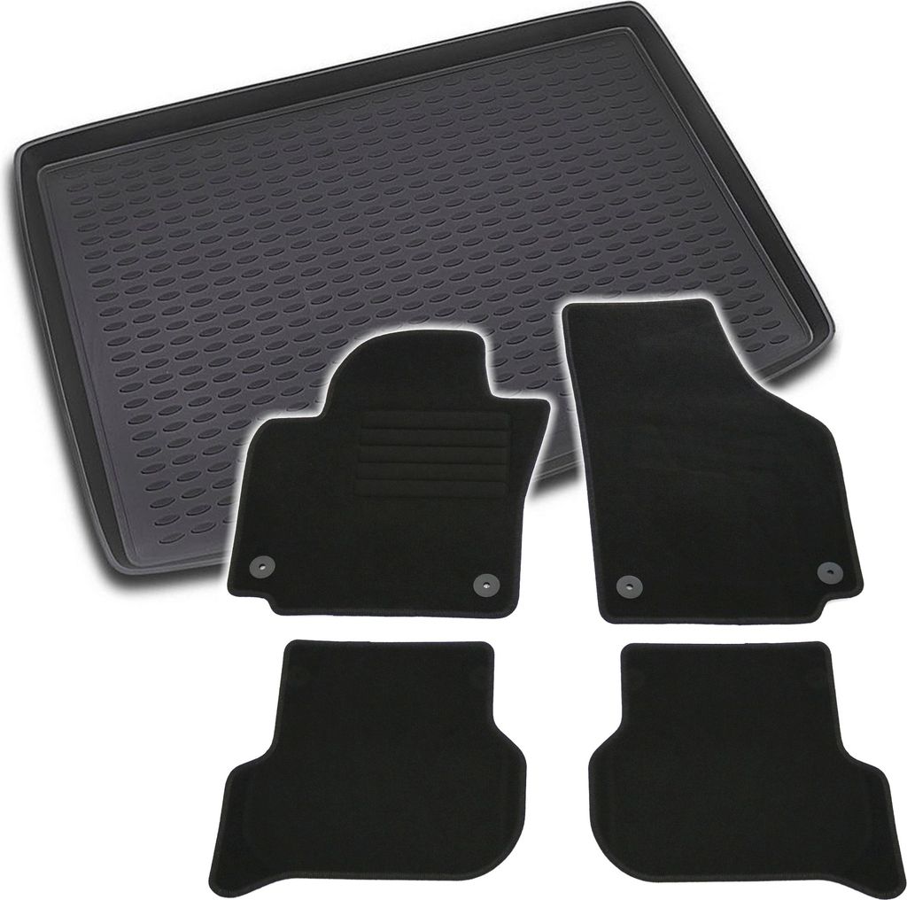 Gummi-Kofferraumwanne + Fußmatten Set für VW Golf Plus, Bj. 4/2009-4/2014