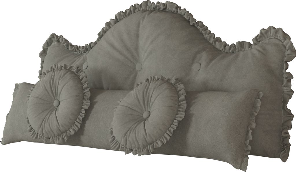 PillowPalette - Dekokissen bett set länglich, 4er-Set 140cm, Samtmaterial, Grau